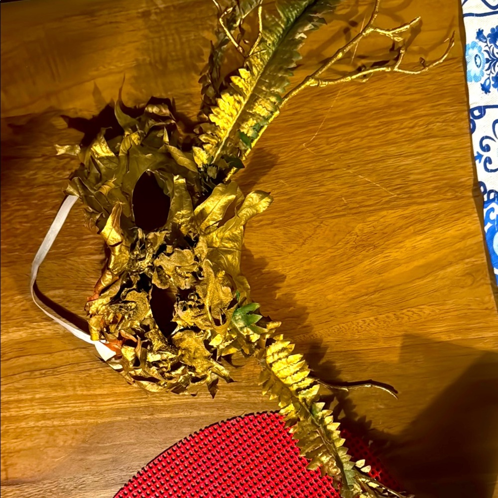Golden Forest Masquerade Mask – Handmade Elegance